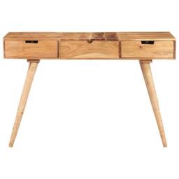 Berkfield Home Dressing Table with Mirror 112x45x76 cm Solid Acacia Wood in Brown - Size: 112 x 45 x 76 cm - thumbnail 3