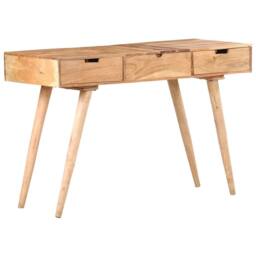 Berkfield Home Dressing Table with Mirror 112x45x76 cm Solid Acacia Wood in Brown - Size: 112 x 45 x 76 cm - thumbnail 1