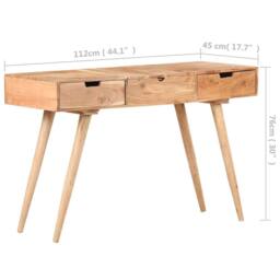 Berkfield Home Dressing Table with Mirror 112x45x76 cm Solid Acacia Wood in Brown - Size: 112 x 45 x 76 cm - thumbnail 9