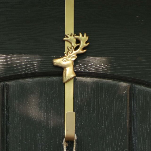 Dibor Brushed Gold Deer Over Door Christmas Decoration Wreath Hanger Hook - image 1