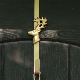 Dibor Brushed Gold Deer Over Door Christmas Decoration Wreath Hanger Hook