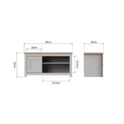 KORVIXA Light Grey TV Unit Cabinet Stand - Size: 100 cm x 100 cm - thumbnail 2