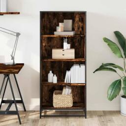 Berkfield Home Modern Bookcase Smoked Oak 60x35x139 cm Engineered Wood in Brown - Size: 60 x 35 x 139 cm - thumbnail 1