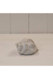 KDMD White Glazed Ceramic Shell Ornament with Textured Detail in Off-White - thumbnail 2
