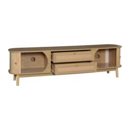 Merax Rattan TV Cabinet with Sliding Doors & Drawers in Natural - thumbnail 8