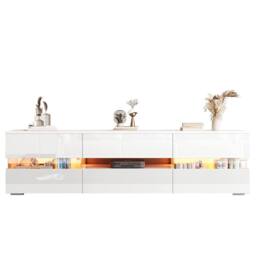 STILVORA TV Stand 160 cm with LED Lights & Storage in White - thumbnail 6