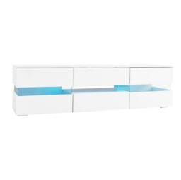 STILVORA TV Stand 160 cm with LED Lights & Storage in White - thumbnail 9