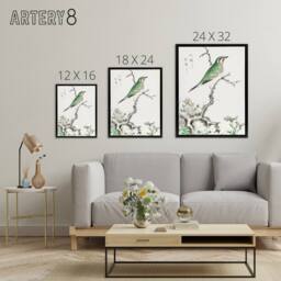 "Artery8 Ruby Throat Bird & Wild Camomile Framed Canvas Wall Art Print Kashu - Size: W12"" x H16""" - thumbnail 4