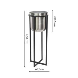 Ivyline Calla Planter Stand Black/Pewter, H58cm x D22cm in Silver - thumbnail 2