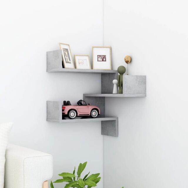 Berkfield Home Wall Corner Shelf Concrete Grey 40x40x50 cm Engineered Wood - Size: 40 x 40 x 50 cm - image 1