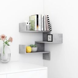 Berkfield Home Wall Corner Shelf Concrete Grey 40x40x50 cm Engineered Wood - Size: 40 x 40 x 50 cm - thumbnail 3