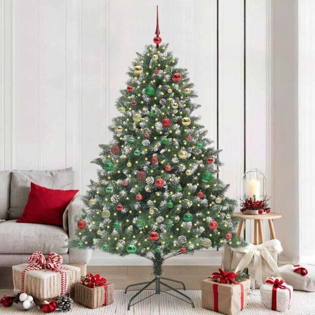 Berkfield Home Artificial Christmas Tree with Stand Green 140 x 140 x 210 cm - image 1