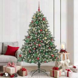 Berkfield Home Artificial Christmas Tree with Stand Green 140 x 140 x 210 cm - thumbnail 1