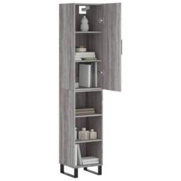 Berkfield Home Highboard Grey Sonoma 34.5x34x180 cm Engineered Wood - thumbnail 3