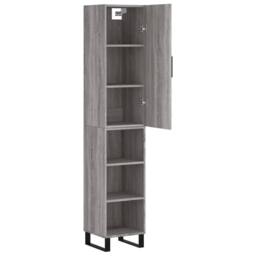 Berkfield Home Highboard Grey Sonoma 34.5x34x180 cm Engineered Wood - thumbnail 4