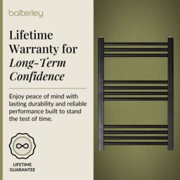 Balterley Straight Heated Towel Rail Radiator, 499W, 600 x 700mm, Matt Black - thumbnail 7