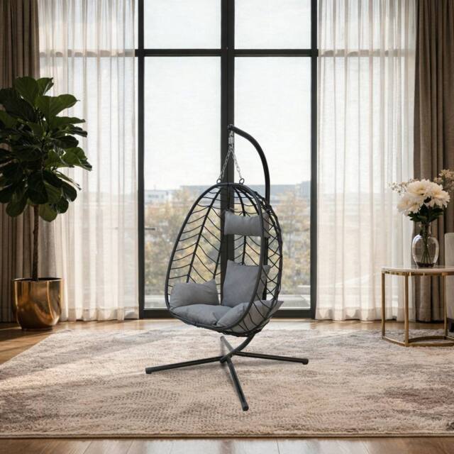 GAVENO CAVAILIA Swing Hanging Egg Chair Outdoor Garden & indoor in Black - image 1