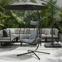 GAVENO CAVAILIA Swing Hanging Egg Chair Outdoor Garden & indoor in Black - thumbnail 2