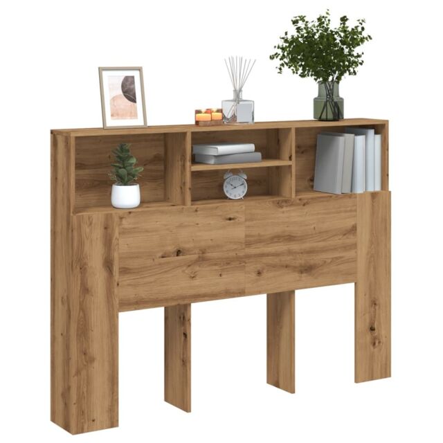 Berkfield Home Headboard Cabinet Artisan Oak 140x19x103.5 cm in Brown - image 1
