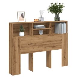 Berkfield Home Headboard Cabinet Artisan Oak 140x19x103.5 cm in Brown - thumbnail 1
