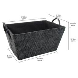 JVL Metro Rectangular Storage Basket with Handles in Dark Grey - thumbnail 6