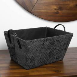 JVL Metro Rectangular Storage Basket with Handles in Dark Grey - thumbnail 5