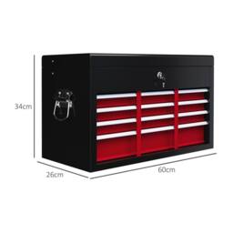 Kelvenix 6 Drawer Tool Chest, Lockable Metal Tool Box in Black - Size: 500mm - thumbnail 2