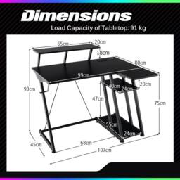 Costway L-Shaped Gaming Desk Small Computer Desk w/ Monitor Shelf & Outlets in Black - thumbnail 2