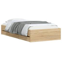 Berkfield Home Modern Bed Frame w/Drawers Frame Sonoma Oak 75x190 cm Small Single in Tan - thumbnail 1