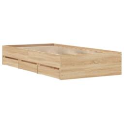 Berkfield Home Modern Bed Frame w/Drawers Frame Sonoma Oak 75x190 cm Small Single in Tan - thumbnail 8