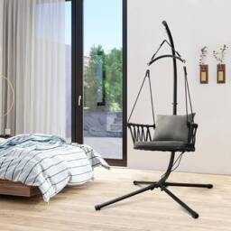 Kelvenix Hanging Swing Chair Indoor Outdoor Hammock Chair in Black - Size: 0.6m2 - thumbnail 5