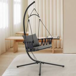 Kelvenix Hanging Swing Chair Indoor Outdoor Hammock Chair in Black - Size: 0.6m2 - thumbnail 1