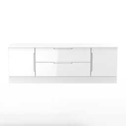 Ready Assembled 2 U Lucca 2 Door 2 Drawer Superwide TV Unit (Ready Assembled) in White - Size: Large - thumbnail 2