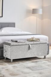 Home Discount Vida Designs Valencia Storage Ottoman Velvet Fabric UKFR Furniture in Silver - thumbnail 2