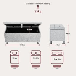 Home Discount Vida Designs Valencia Storage Ottoman Velvet Fabric UKFR Furniture in Silver - thumbnail 3