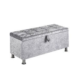 Home Discount Vida Designs Valencia Storage Ottoman Velvet Fabric UKFR Furniture in Silver - thumbnail 8
