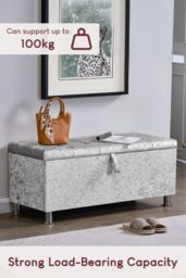 Home Discount Vida Designs Valencia Storage Ottoman Velvet Fabric UKFR Furniture in Silver - thumbnail 7