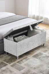 Home Discount Vida Designs Valencia Storage Ottoman Velvet Fabric UKFR Furniture in Silver - thumbnail 1