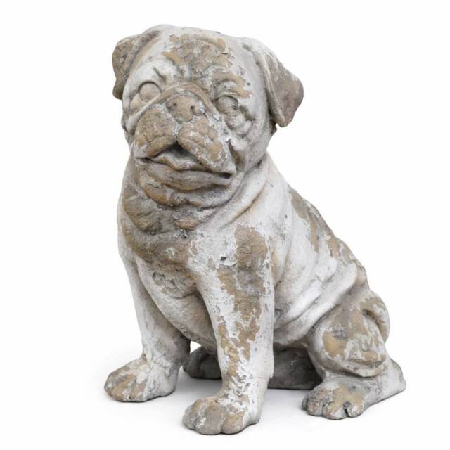 Gifts Direct 2 U Weathered Stone Pug Dog Statue for Home & Garden in Beige - image 1
