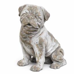 Gifts Direct 2 U Weathered Stone Pug Dog Statue for Home & Garden in Beige