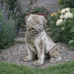 Gifts Direct 2 U Weathered Stone Pug Dog Statue for Home & Garden in Beige - thumbnail 2