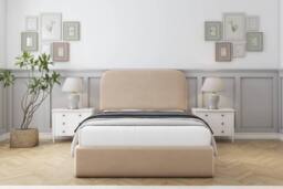 "Sloomy Belvoir Plush Frame-Mattress - 45"" Upholstered Headboard in Stone - Size: Small Double" - thumbnail 1