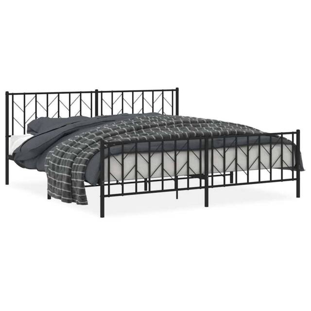 Berkfield Home Metal Bed Frame without Mattress with Footboard Black 193x203cm - Size: 193x203 cm - image 1
