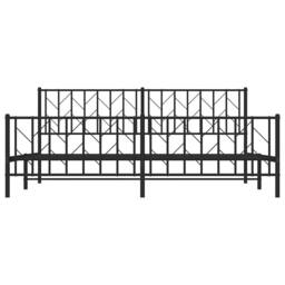 Berkfield Home Metal Bed Frame without Mattress with Footboard Black 193x203cm - Size: 193x203 cm - thumbnail 6