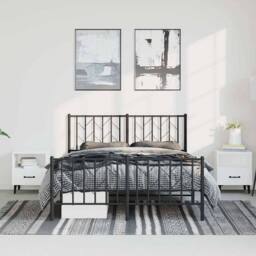 Berkfield Home Metal Bed Frame without Mattress with Footboard Black 193x203cm - Size: 193x203 cm - thumbnail 3