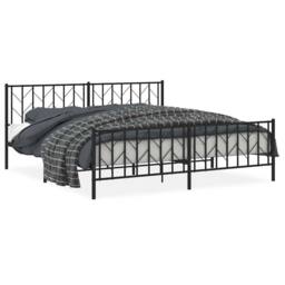 Berkfield Home Metal Bed Frame without Mattress with Footboard Black 193x203cm - Size: 193x203 cm - thumbnail 1