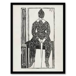Artery8 Harlequin Clown Portrait De Mesquita Framed Wall Art Print in White - Size: A4 - thumbnail 1
