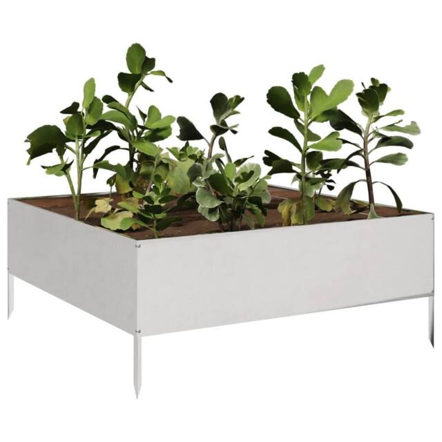 Berkfield Home Garden Raised Bed 100x100x25 cm Stainless Steel in Silver - Size: 100 x 100 x 25 cm - image 1