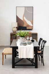 Orsina Stylish Black Oak Wood Chair With Weave Seat, Cross-Back Design Modern Chair, Durable Comfortable Chair - thumbnail 5