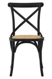 Orsina Stylish Black Oak Wood Chair With Weave Seat, Cross-Back Design Modern Chair, Durable Comfortable Chair